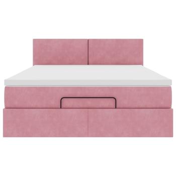 Ottoman-Bett mit Matratze & LEDs Rosa 140x190 cm Samt