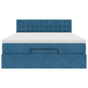 Ottoman-Bett mit Matratze Dunkelblau 140x190 cm Samt