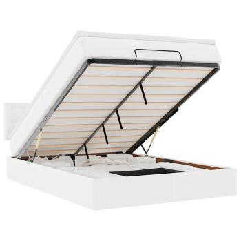 Ottoman-Bett mit Matratzen & LEDs Reinweiß 140x190cm Kunstleder