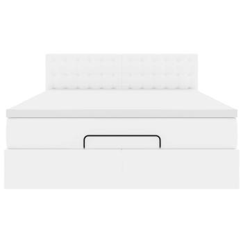 Ottoman-Bett mit Matratzen & LEDs Reinweiß 140x190cm Kunstleder