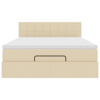 Ottoman-Bett mit Matratze & LEDs Creme 140x190 cm Stoff