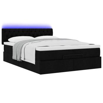 Ottoman-Bett mit Matratze & LEDs Schwarz 140x190 cm Stoff
