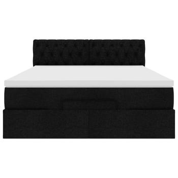 Ottoman-Bett mit Matratze & LEDs Schwarz 140x190 cm Stoff