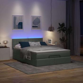 Ottoman-Bett mit Matratze & LEDs Dunkelgrau 140x190 cm Stoff