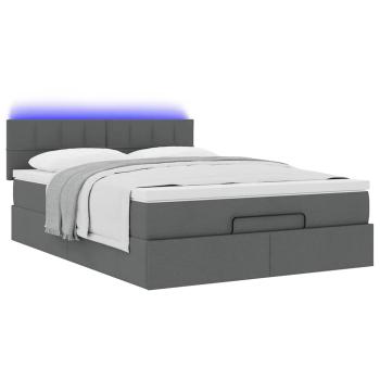 Ottoman-Bett mit Matratze & LEDs Dunkelgrau 140x190 cm Stoff
