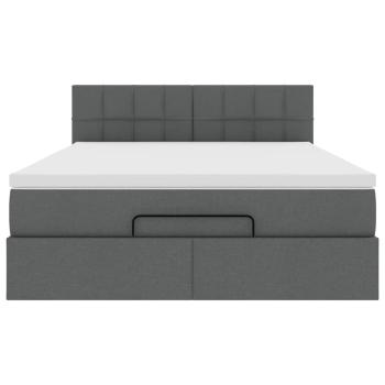 Ottoman-Bett mit Matratze & LEDs Dunkelgrau 140x190 cm Stoff
