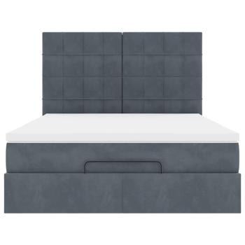 Ottoman-Bett mit Matratzen & LEDs Dunkelgrau 140x190 cm Samt