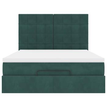 Ottoman-Bett mit Matratzen & LEDs Dunkelgrün 140x200 cm Samt