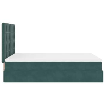 Ottoman-Bett mit Matratzen & LEDs Dunkelgrün 140x200 cm Samt