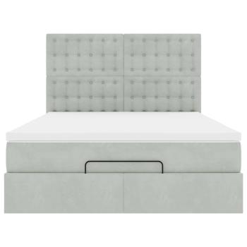 Ottoman-Bett mit Matratzen & LEDs Hellgrau 140x200 cm Samt