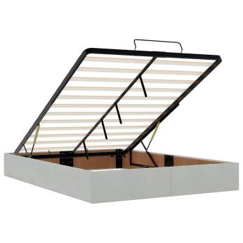 Ottoman-Bett mit Matratzen & LEDs Hellgrau 140x200 cm Samt