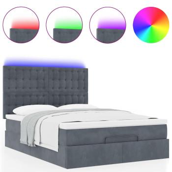 Ottoman-Bett mit Matratzen & LEDs Dunkelgrau 140x190 cm Samt