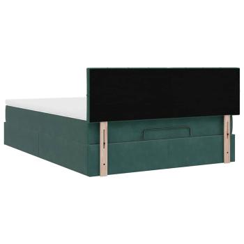 Ottoman-Bett mit Matratze & LEDs Dunkelgrün 140x200 cm Samt