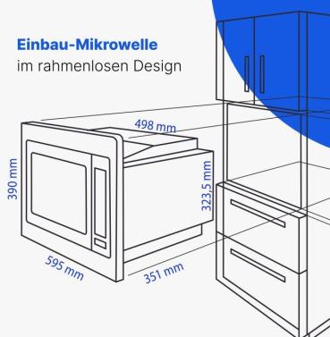 Bomann MWG 3001 H EB Einbau Mikrowelle, 59,5 cm breit, 25 L, Heißluft, Grill, Kindersicherung, schwarz-matt