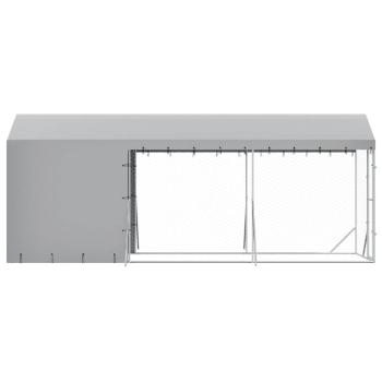 Outdoor-Hundezwinger mit Dach Silbern 2x6x2,5m Verzinkter Stahl