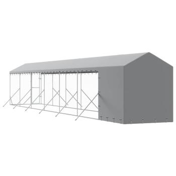 Outdoor-Hundezwinger mit Dach Silbern 2x14x2,5 m Stahl Verzinkt