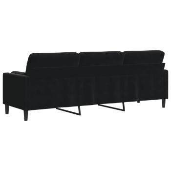 Sofa 3-Sitzer mit Zierkissen Schwarz 210 cm Samt