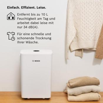 Bosch Luftentfeuchter DRY 1000, 0,42 l/h, 40m³, 10 Liter, weiß (7733703556)