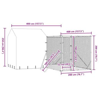Outdoor-Hundezwinger mit Dach Silbern 4x4x2,5m Verzinkter Stahl