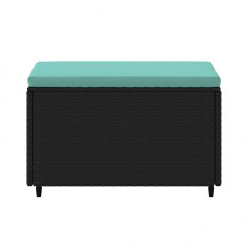 Gartenhocker mit Kissen Schwarz Poly Rattan