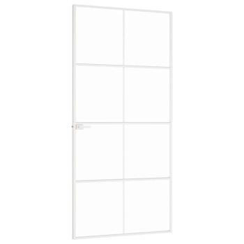 Innentür Weiß 93x201,5 cm Hartglas & Aluminium Schlank