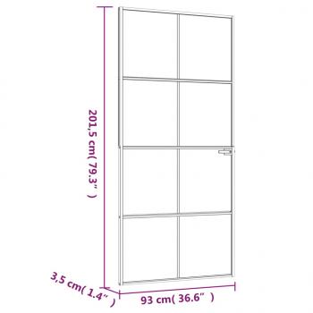 Innentür Weiß 93x201,5 cm Hartglas & Aluminium Schlank