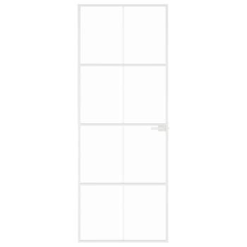 Innentür Weiß 76x201,5 cm Hartglas & Aluminium Schlank