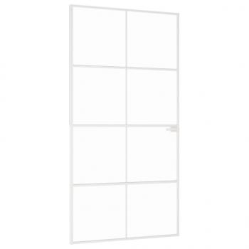 Innentür Weiß 102x201,5 cm Hartglas & Aluminium Schlank