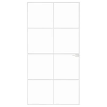 Innentür Weiß 102x201,5 cm Hartglas & Aluminium Schlank