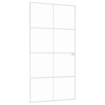 Innentür Weiß 102x201,5 cm Hartglas & Aluminium Schlank