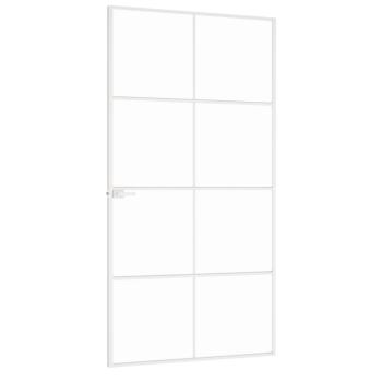 Innentür Weiß 102x201,5 cm Hartglas & Aluminium Schlank
