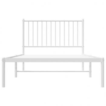 Bettgestell mit Kopfteil Metall Weiß 100x190 cm