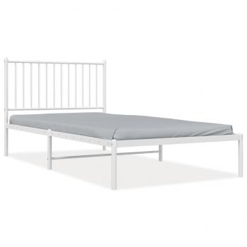 Bettgestell mit Kopfteil Metall Weiß 100x200 cm