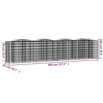 Gabionen-Hochbeet mit Hochbogen 400x50x100 cm Verzinktes Eisen