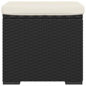 Hocker mit Kissen Schwarz 40x30x40 cm Poly Rattan
