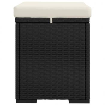 Hocker mit Kissen Schwarz 40x30x40 cm Poly Rattan