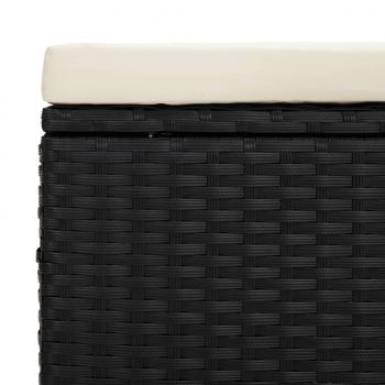 Hocker mit Kissen Schwarz 40x30x40 cm Poly Rattan