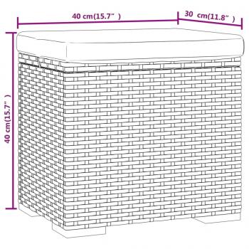 Hocker mit Kissen Schwarz 40x30x40 cm Poly Rattan