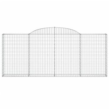Gabione mit Hochbogen 300x30x120/140 cm Verzinktes Eisen