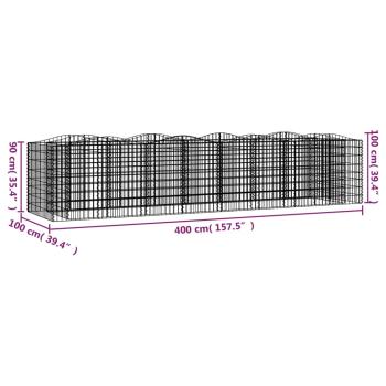 Gabionen-Hochbeet mit Hochbogen 400x100x100 cm Verzinktes Eisen