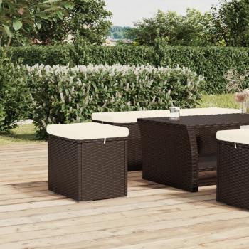 ARDEBO.de - Hocker mit Kissen 2 Stk. Braun 40x30x40 cm Poly Rattan
