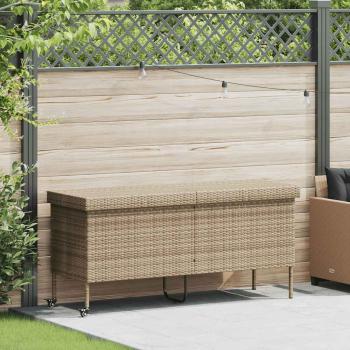 ARDEBO.de - Gartentruhe mit Rollen Beige 160x55x75 cm Poly Rattan