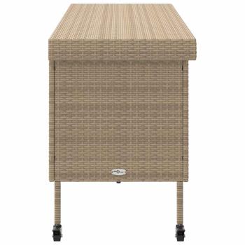 Gartentruhe mit Rollen Beige 160x55x75 cm Poly Rattan