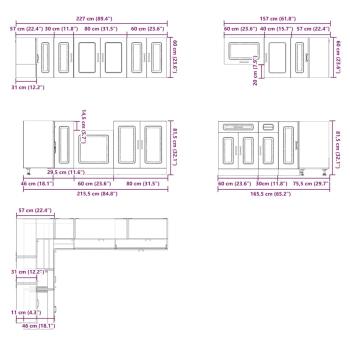ARDEBO.de - 11-tlg. Küchenschrank-Set Lucca Grau Sonoma Holzwerkstoff