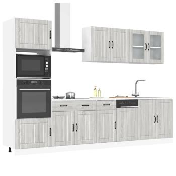 ARDEBO.de - 7-tlg. Küchenschrank-Set Kalmar Grau Sonoma Holzwerkstoff
