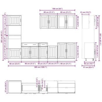 7-tlg. Küchenschrank-Set Kalmar Grau Sonoma Holzwerkstoff
