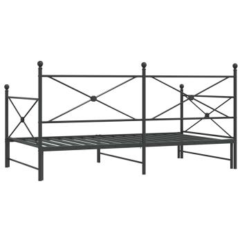 Tagesbett Ausziehbar ohne Matratze Schwarz 107x203 cm Stahl