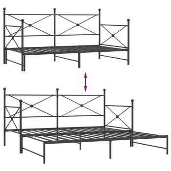 Tagesbett Ausziehbar ohne Matratze Schwarz 107x203 cm Stahl