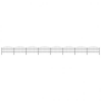 ARDEBO.de - Gartenzaun mit Speerspitzen Stahl (0,75 - 1) x 13,6 m Schwarz