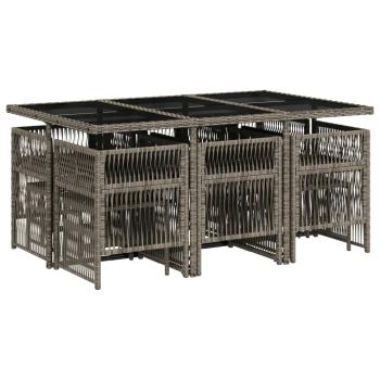 11-tlg. Garten-Essgruppe mit Kissen Grau Poly Rattan
